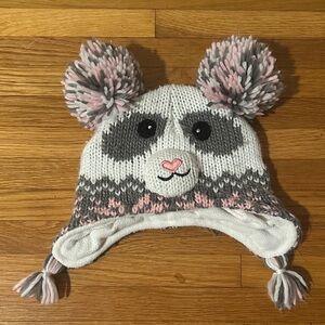 Charming Panda Knit Hat for Kids - Pink and Gray
